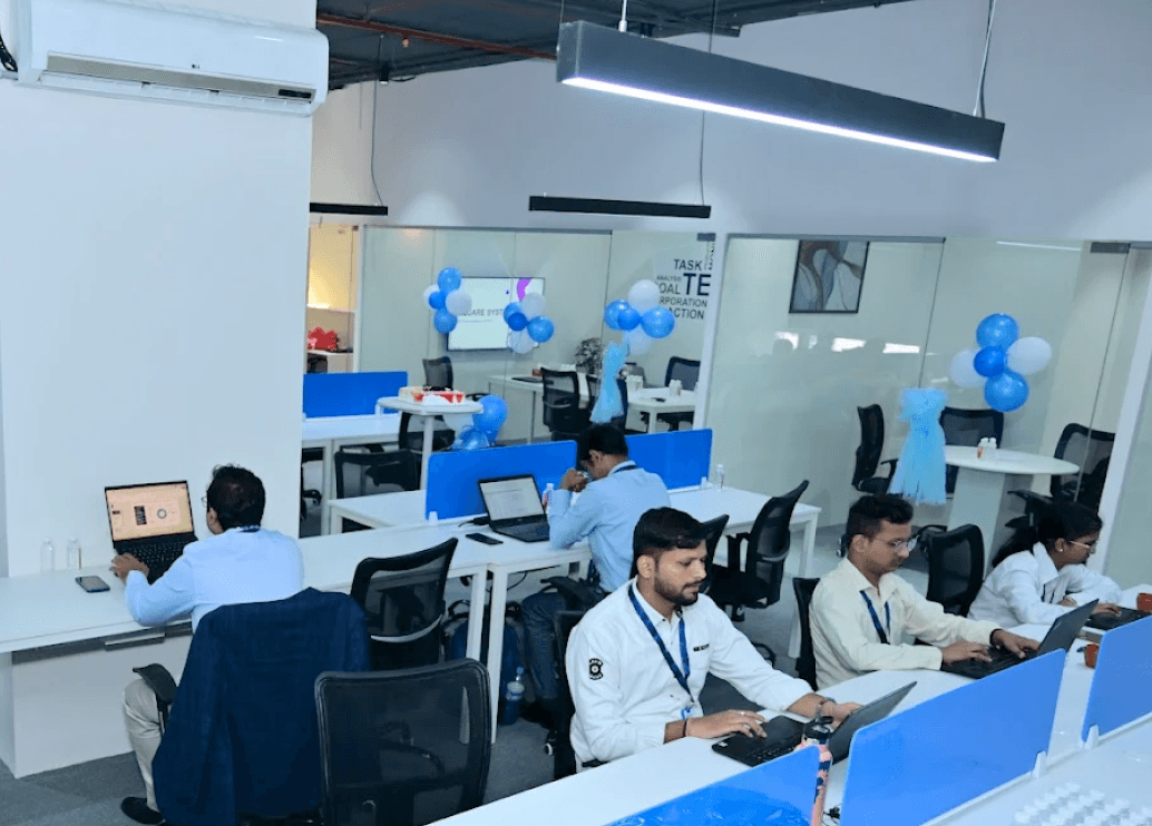 VSquare team collaborating in a modern office